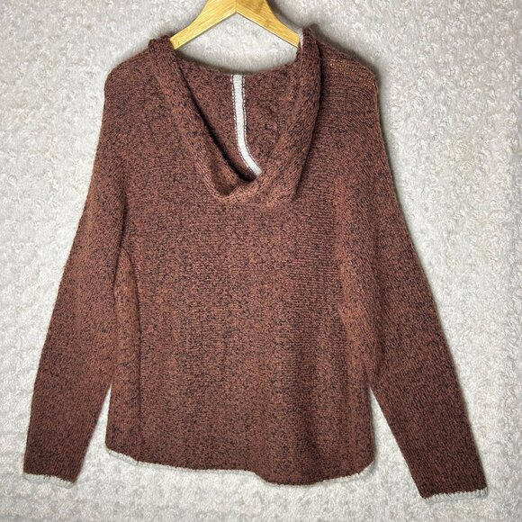 prAna 'Shine On' Hoodie Sweater Large Brown 'Chai Heather' Hooded Fuzzy Scoop - Picture 4 of 6